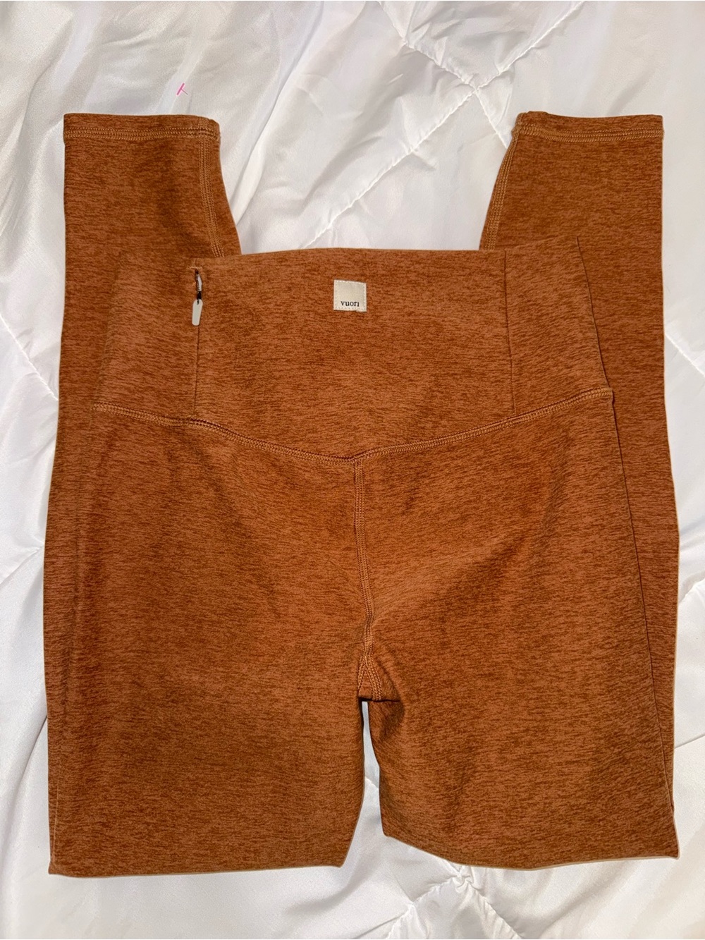 Vuori Women’s Clean Elevation Zip Pocket Full Length Leggings Rust Orange Size S